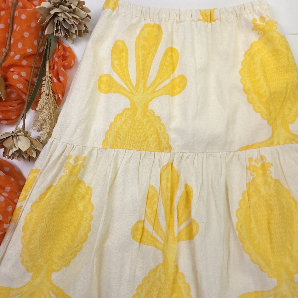 Carshmere & Cupcakes Yellow Cream Floral Tiered Skirt - Size M - Picture 2 of 13